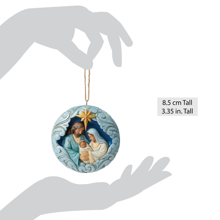 Blue and Gold Holy Family Hanging Ornament - Heartwood Creek by Jim Shore