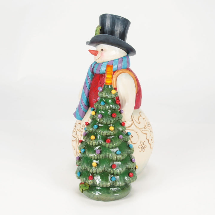 All is Merry and Bright (Snowman with Vintage LED Tree) Hand-signed
