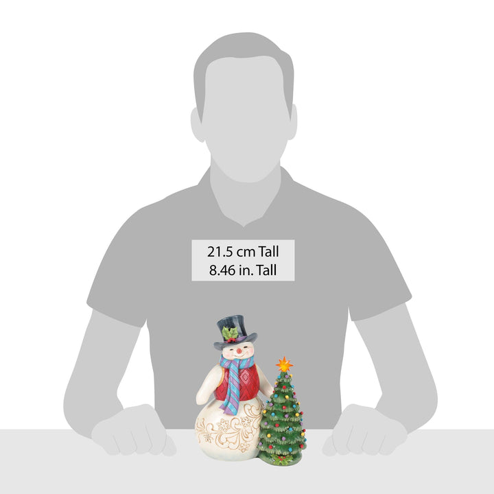 All is Merry and Bright (Snowman with Vintage LED Tree) Hand-signed
