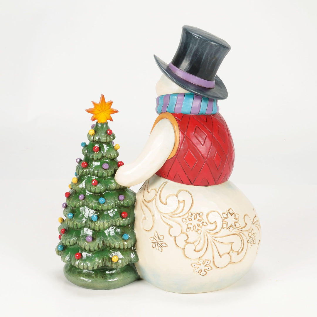 All is Merry and Bright (Snowman with Vintage LED Tree) Hand-signed