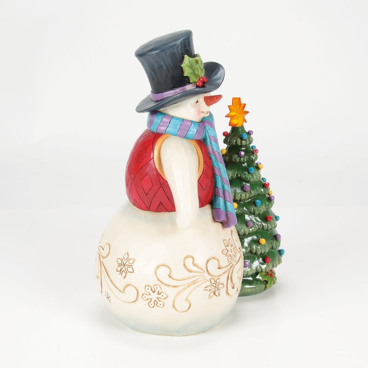 All is Merry and Bright (Snowman with Vintage LED Tree) Hand-signed