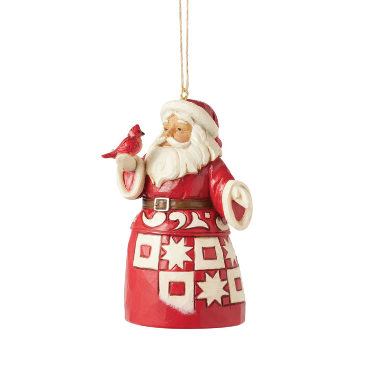 Nordic Noel Santa with Cardinal Hanging Ornament - Heartwood Creek by Jim Shore