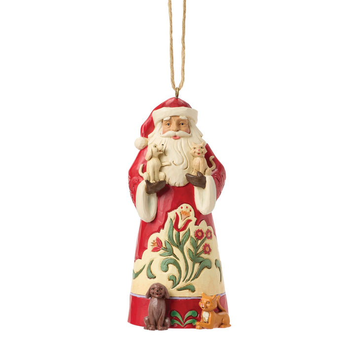 Santa with Pets Hanging Ornament - Heartwood Creek by Jim Shore