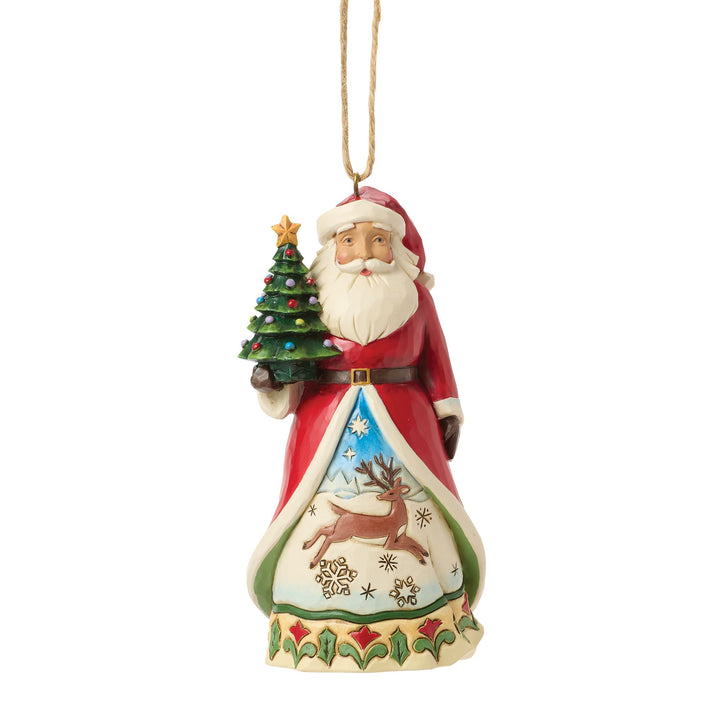 Santa with Vintage Christmas Tree Hanging Ornament - Heartwood Creek by Jim Shore