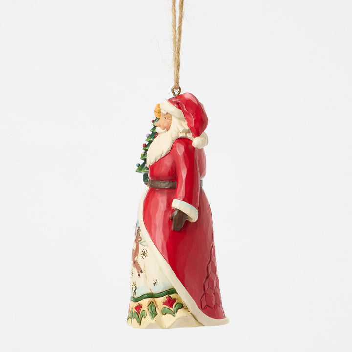Santa with Vintage Christmas Tree Hanging Ornament - Heartwood Creek by Jim Shore