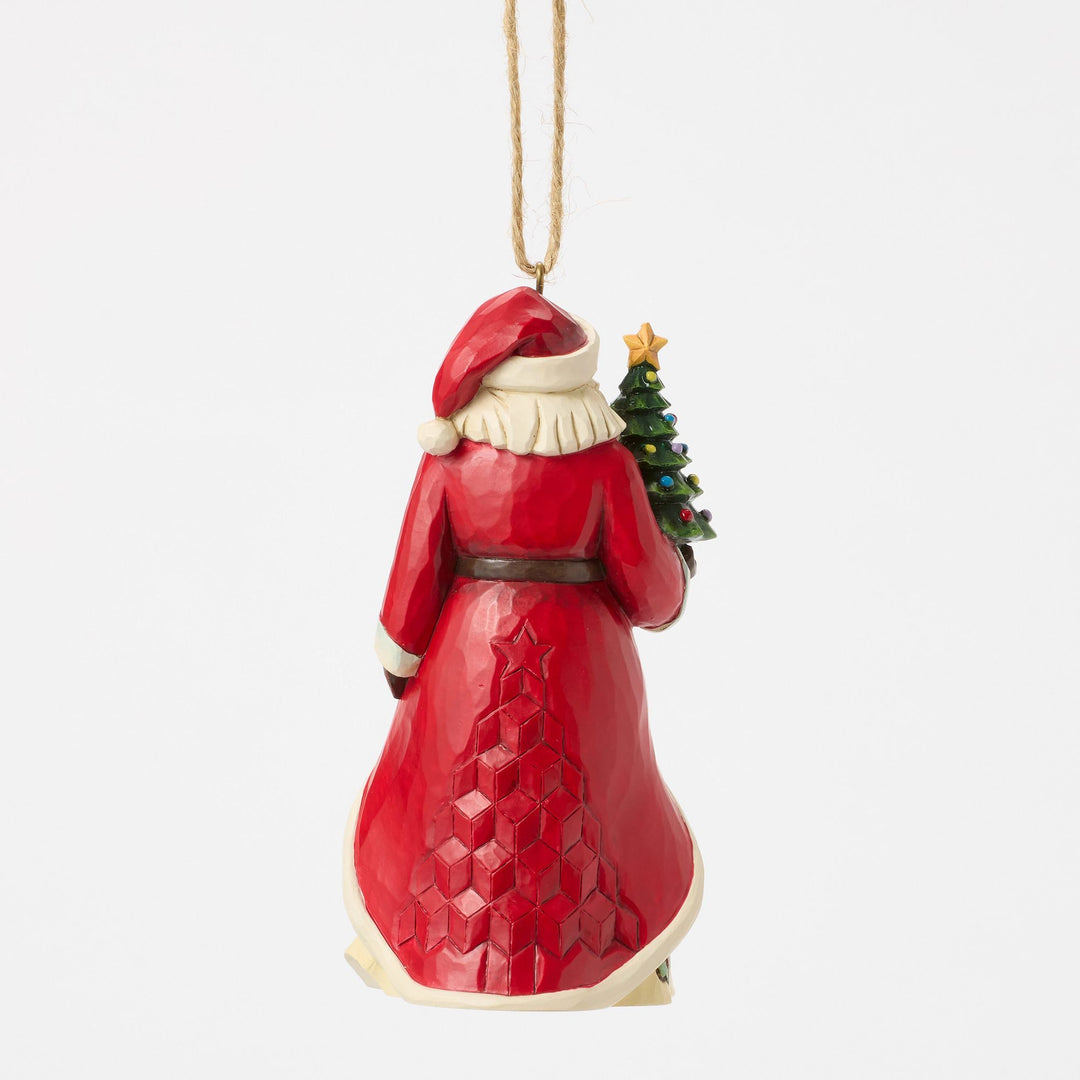 Santa with Vintage Christmas Tree Hanging Ornament - Heartwood Creek by Jim Shore