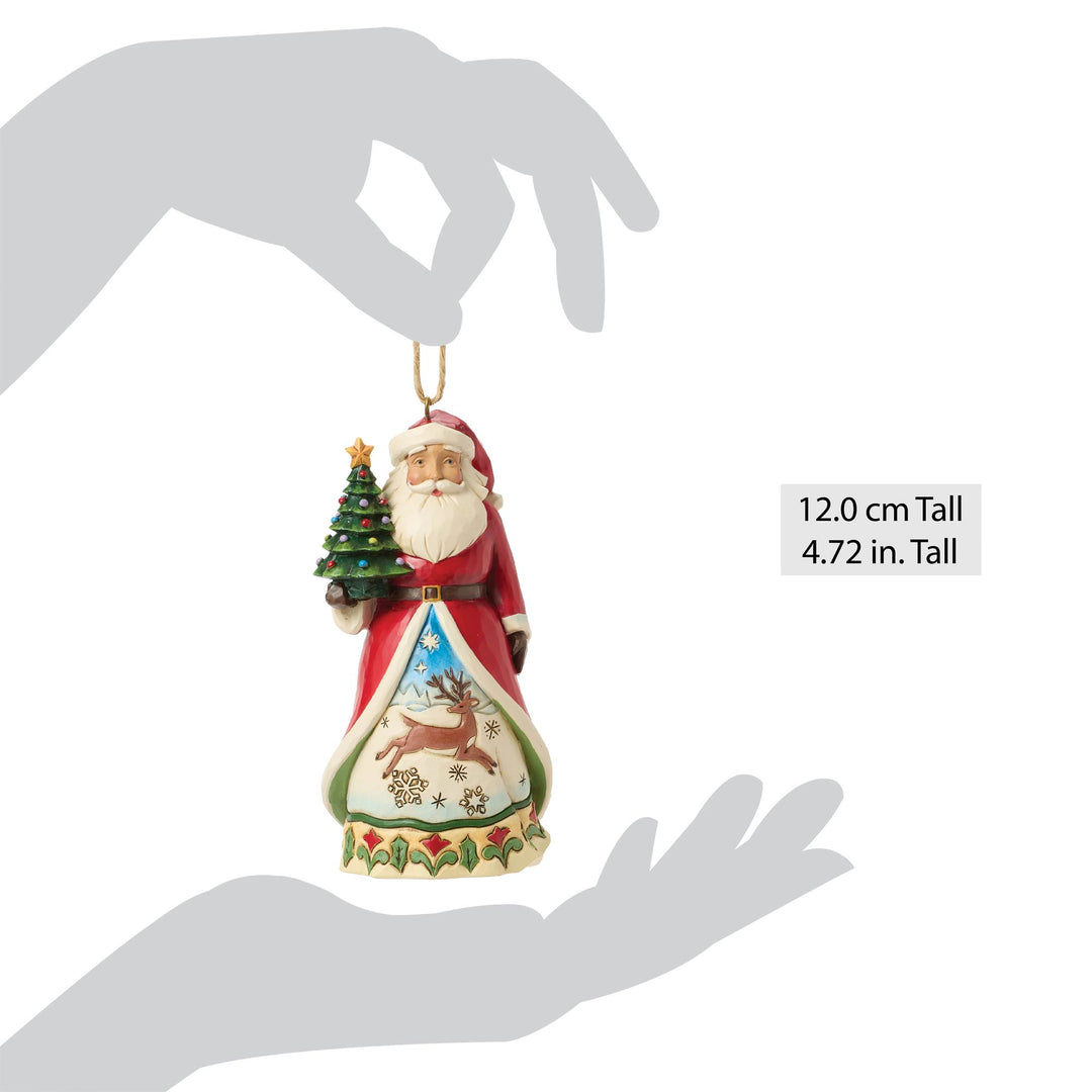 Santa with Vintage Christmas Tree Hanging Ornament - Heartwood Creek by Jim Shore