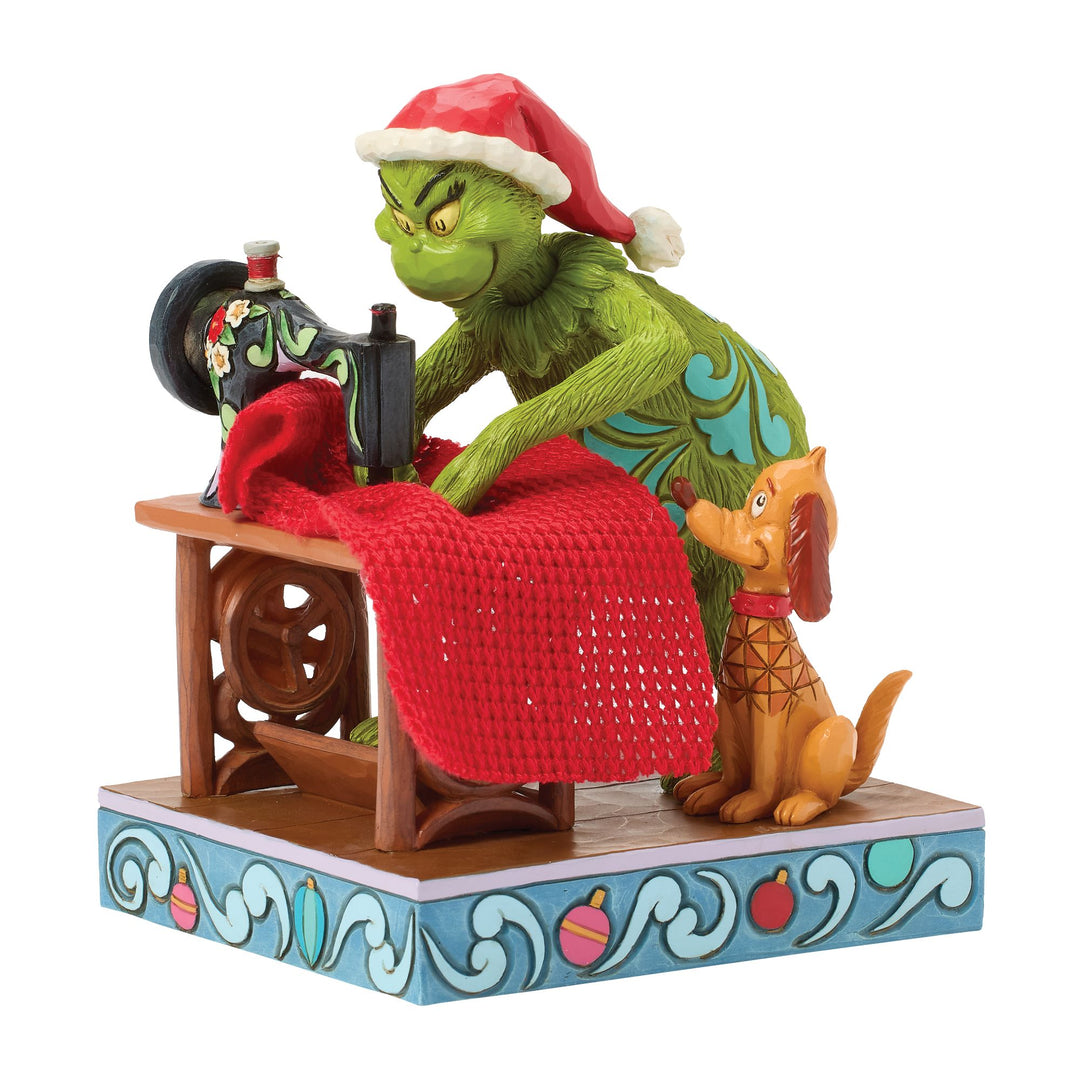 Grinch and Max Sewing a Santa Suit Figurine - The Grinch by Jim Shore