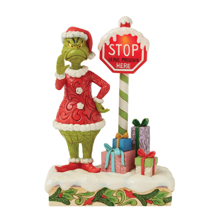 The Grinch with Flashing Stop Sign Figurine - The Grinch by Jim Shore