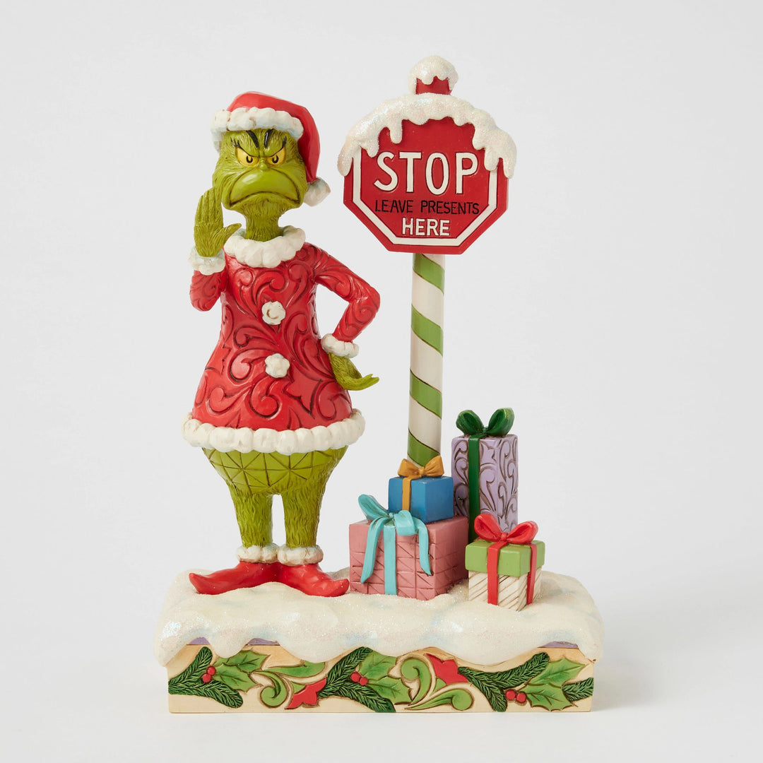 The Grinch with Flashing Stop Sign Figurine - The Grinch by Jim Shore