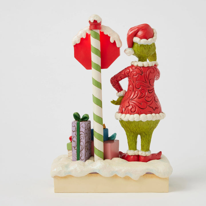 The Grinch with Flashing Stop Sign Figurine - The Grinch by Jim Shore