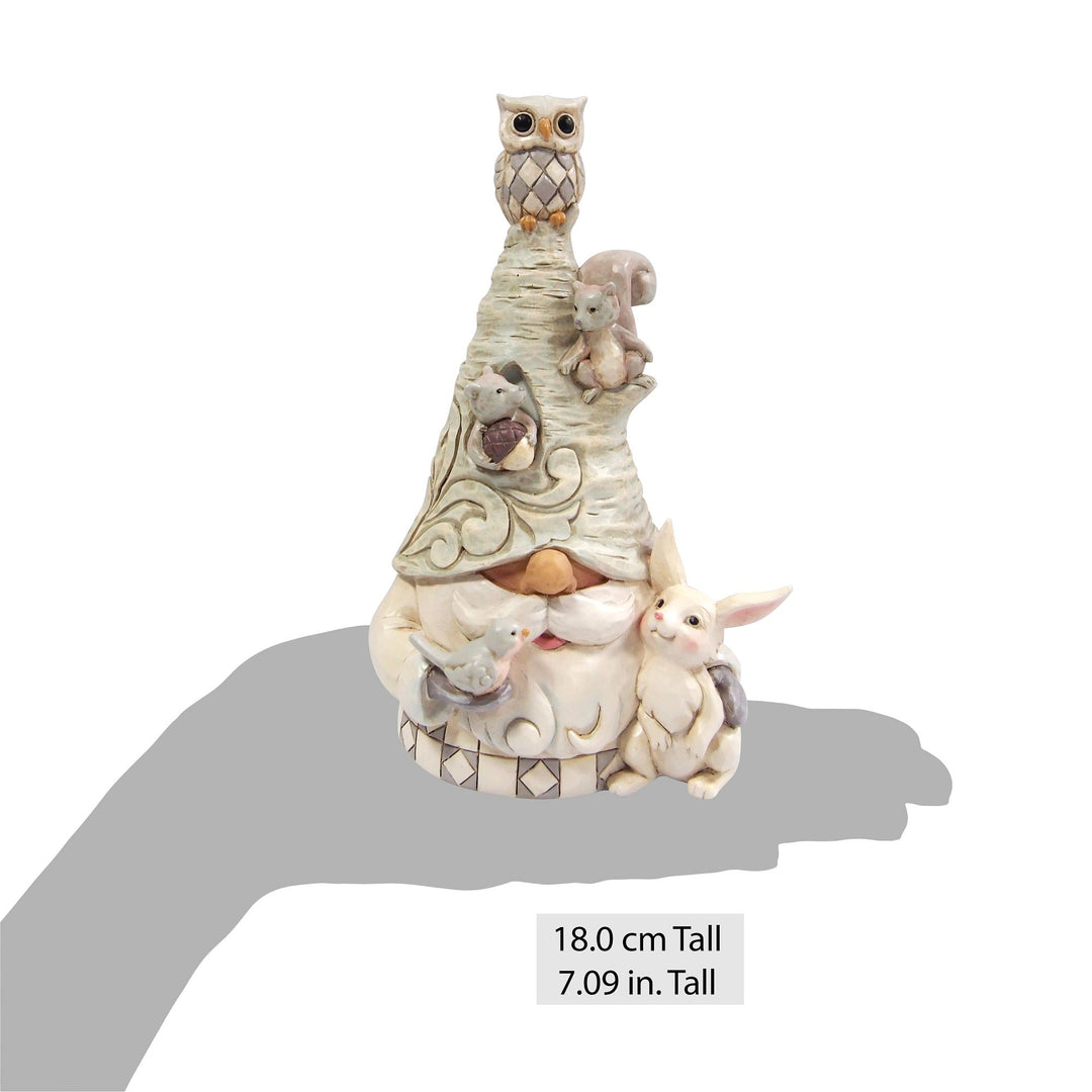 Gnome of the Winter Woods (White Woodland Gnome with Animals on Hat) - Heartwood Creek by Jim Shore