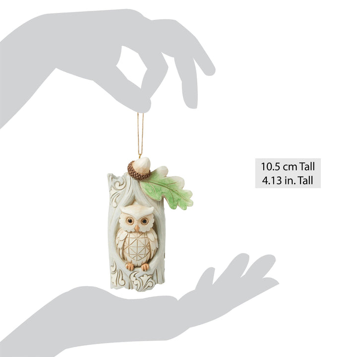 White Woodland Owl in Tree Hanging Ornament - Heartwood Creek by Jim Shore