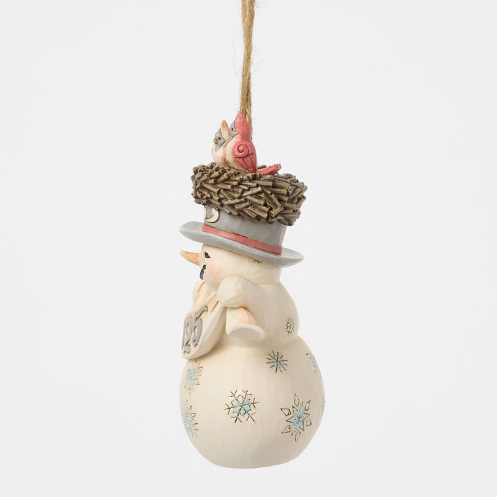 White Woodland 2025 Snowman with Hat Hanging Ornament  - Heartwood Creek by JimShore