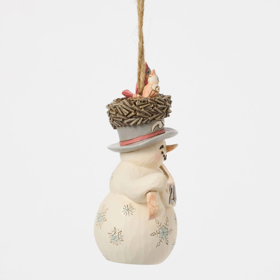 White Woodland 2025 Snowman with Hat Hanging Ornament  - Heartwood Creek by JimShore