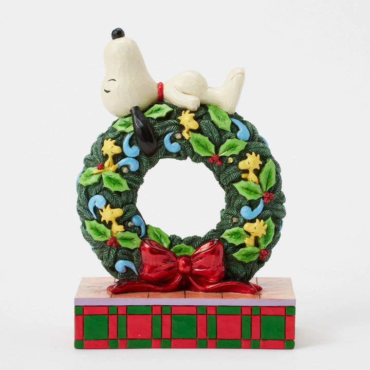 Happy Holiday Dreams (Snoopy Sleeping on LED Wreath) - Peanuts by Jim Shore