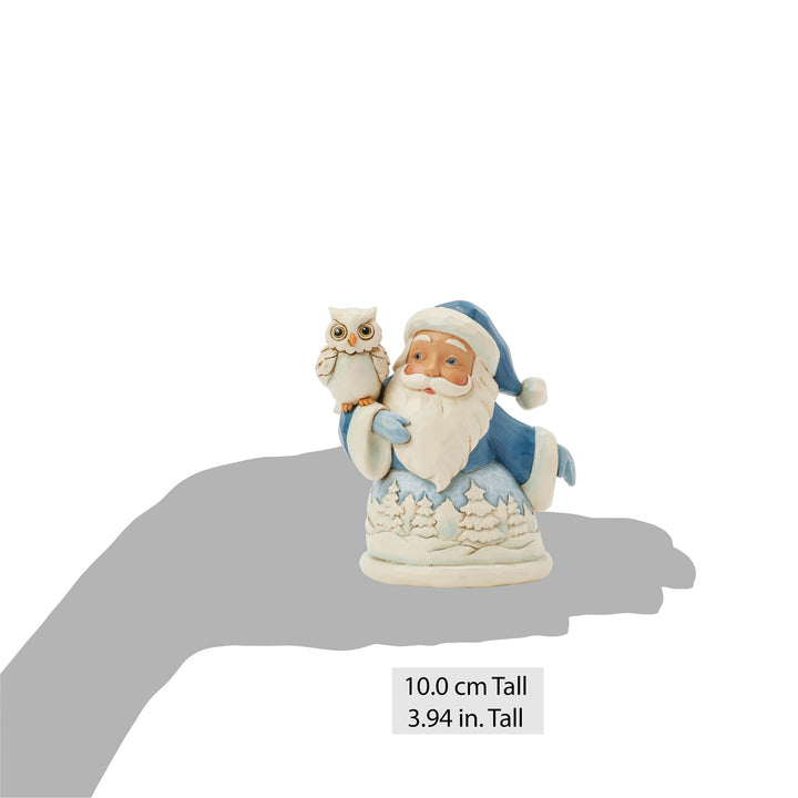 Blue Santa with Owl Mini Figurine - Heartwood Creek by Jim Shore