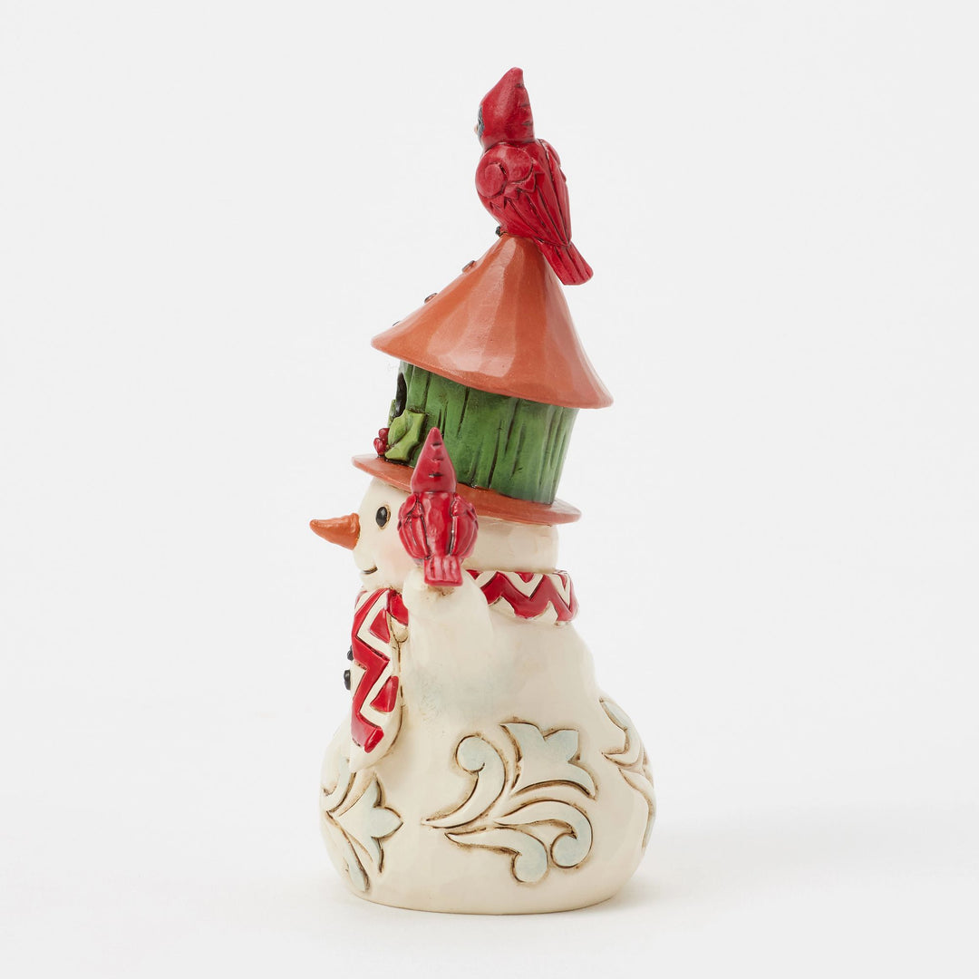 Snowman with Birdhouse Hat Mini Figurine - Heartwood Creek by Jim Shore