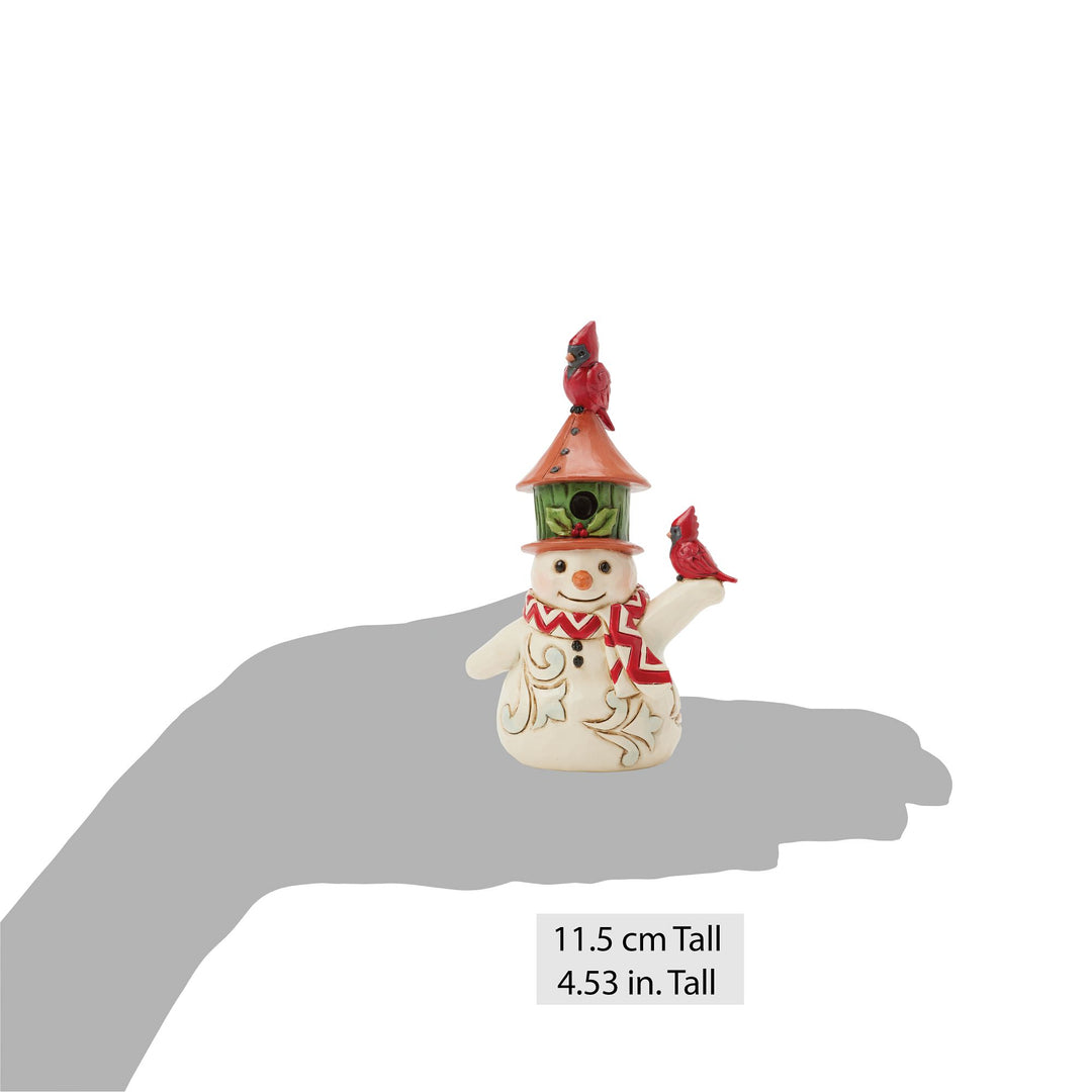 Snowman with Birdhouse Hat Mini Figurine - Heartwood Creek by Jim Shore