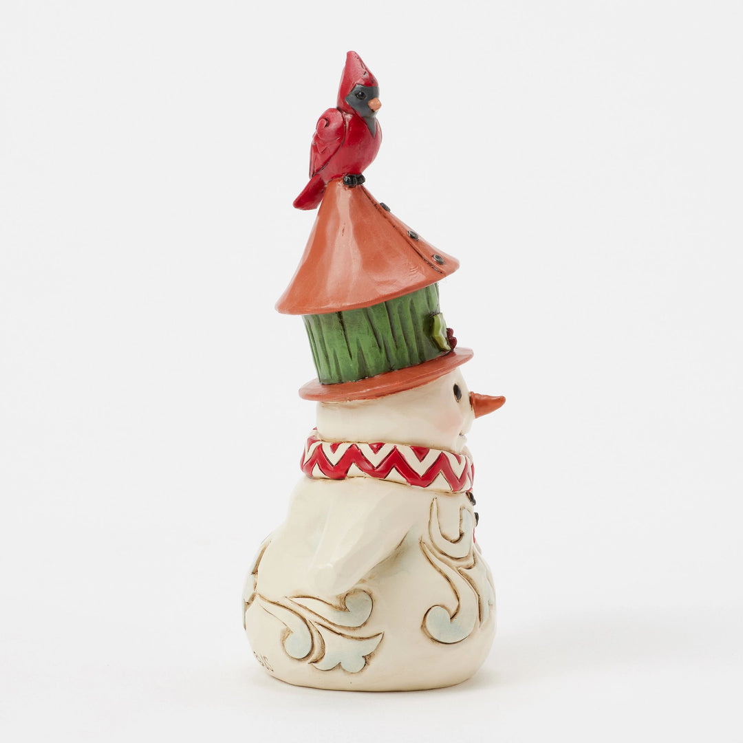 Snowman with Birdhouse Hat Mini Figurine - Heartwood Creek by Jim Shore