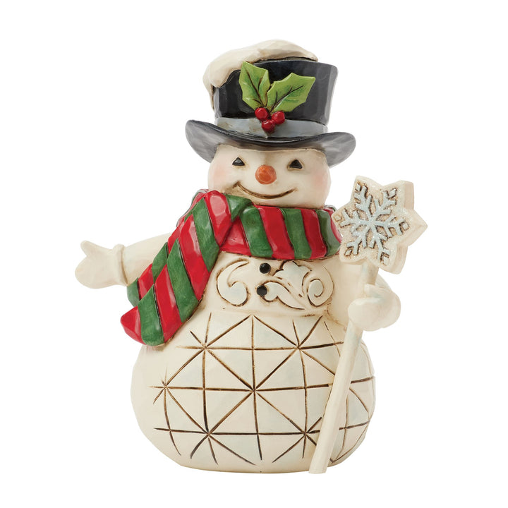 Snowman with Snowflake Staff Mini Figurine - Heartwood Creek by Jim Shore