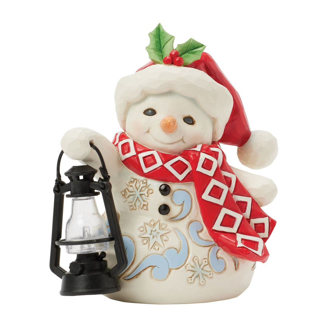 Twinkle Bright (Snowman with Oversized Lantern Pint Figurine)- Heartwood Creek by Jim Shore