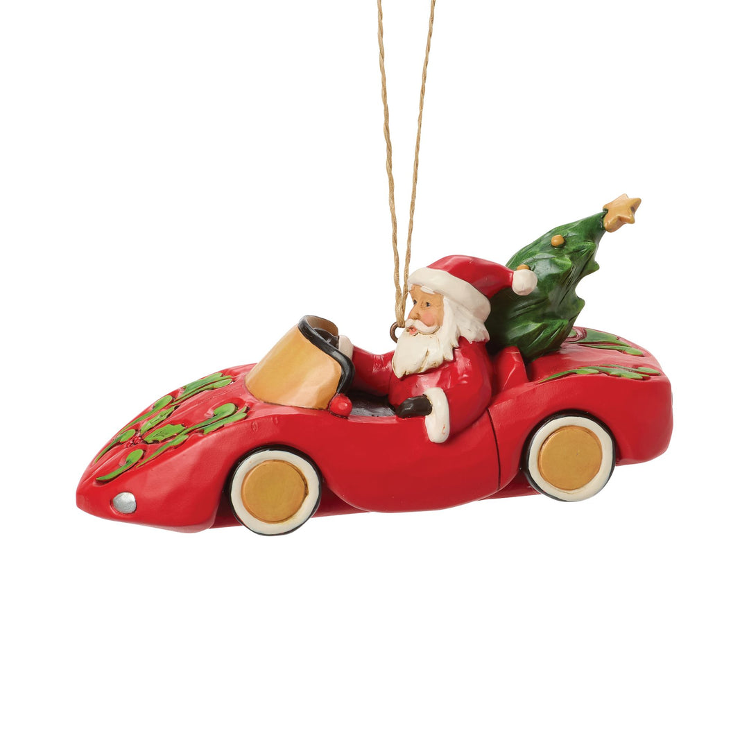 Santa in Sports Car Hanging Ornament - Heartwood Creek by Jim Shore