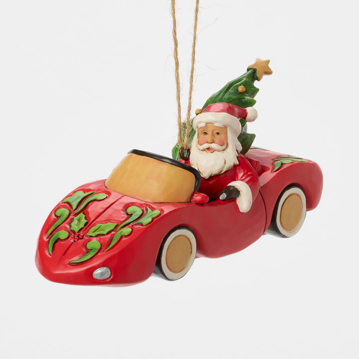 Santa in Sports Car Hanging Ornament - Heartwood Creek by Jim Shore