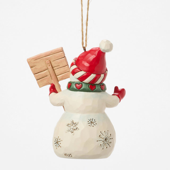 Snowman with Peace & Joy Sign Hanging Ornament - Heartwood Creek by Jim Shore