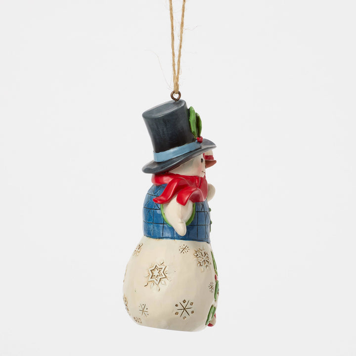 Snowman with Candy Cane Hanging Ornament - Heartwood Creek by Jim Shore