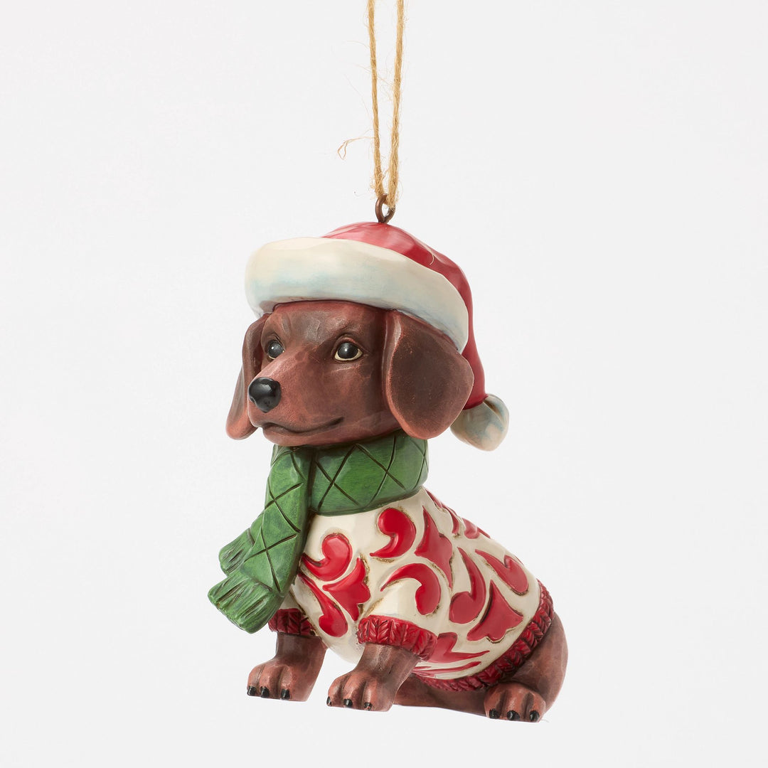 Christmas Dachshund Hanging Ornament - Heartwood Creek by Jim Shore