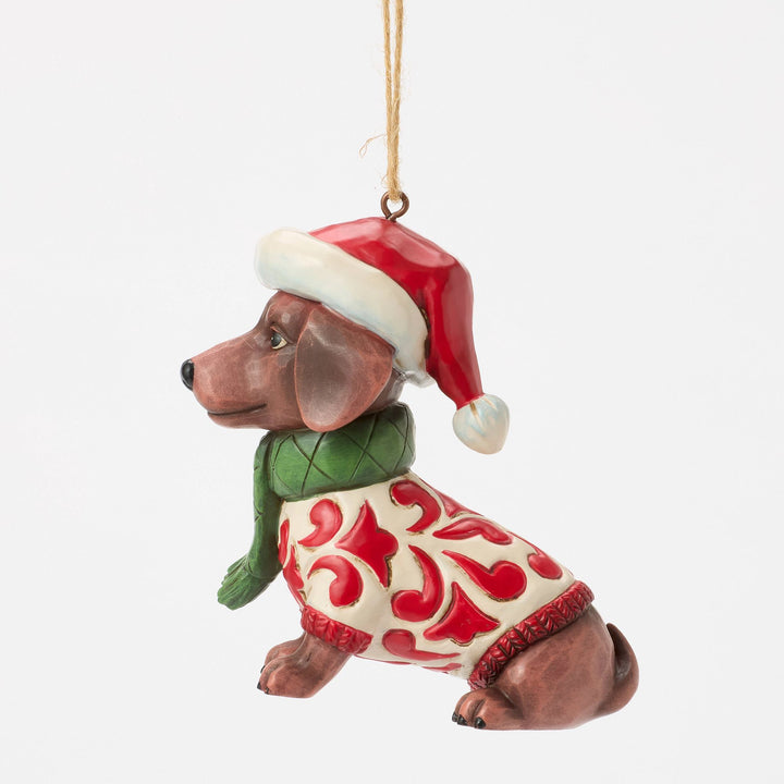 Christmas Dachshund Hanging Ornament - Heartwood Creek by Jim Shore