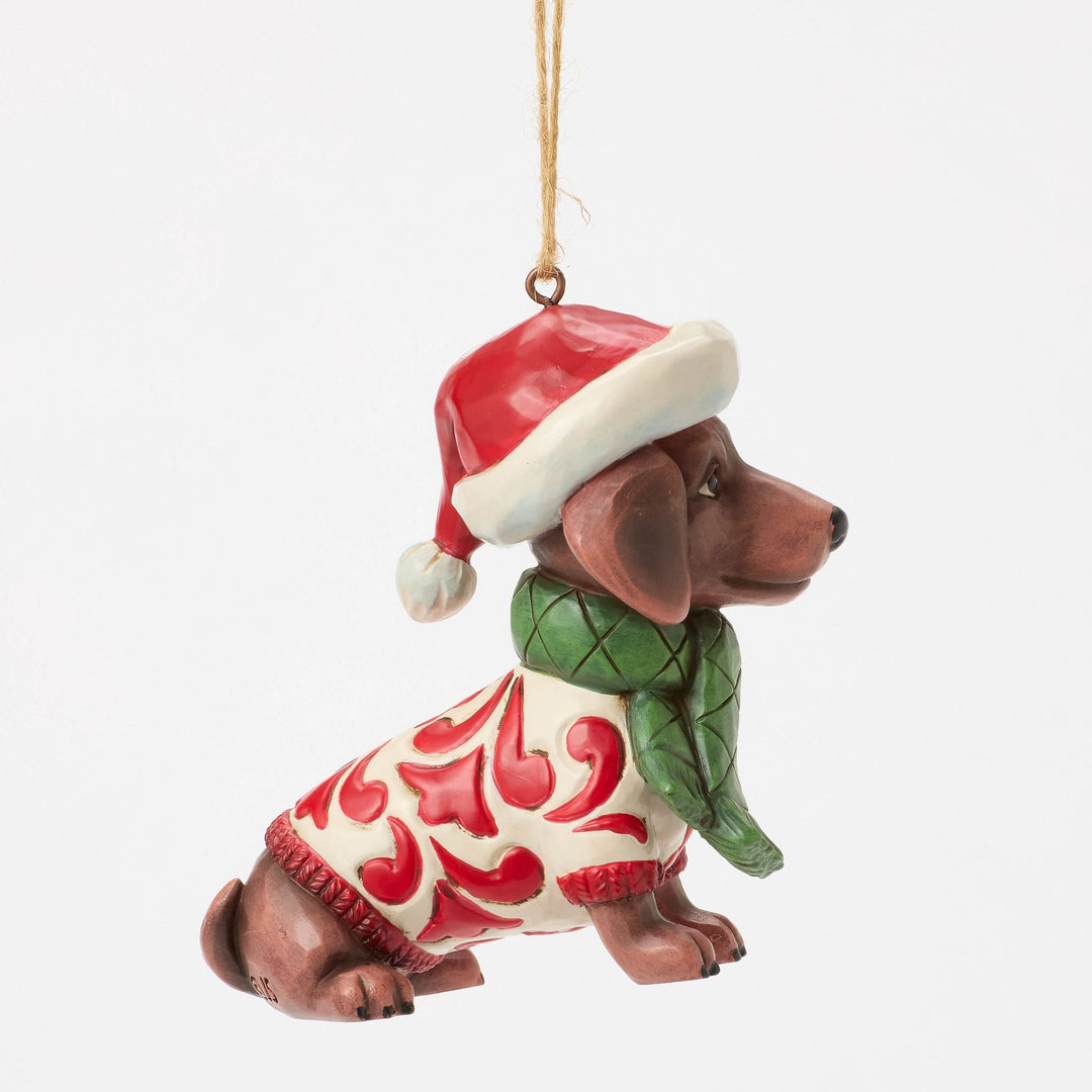 Christmas Dachshund Hanging Ornament - Heartwood Creek by Jim Shore