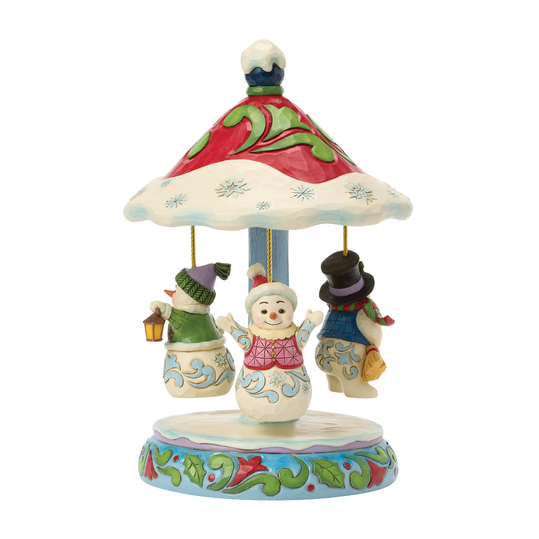 Rotating Snowman Carousel Musical Figurine - "Winter Dancers"