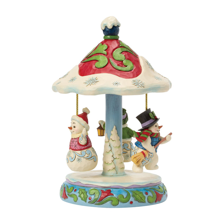 Rotating Snowman Carousel Musical Figurine - "Winter Dancers"