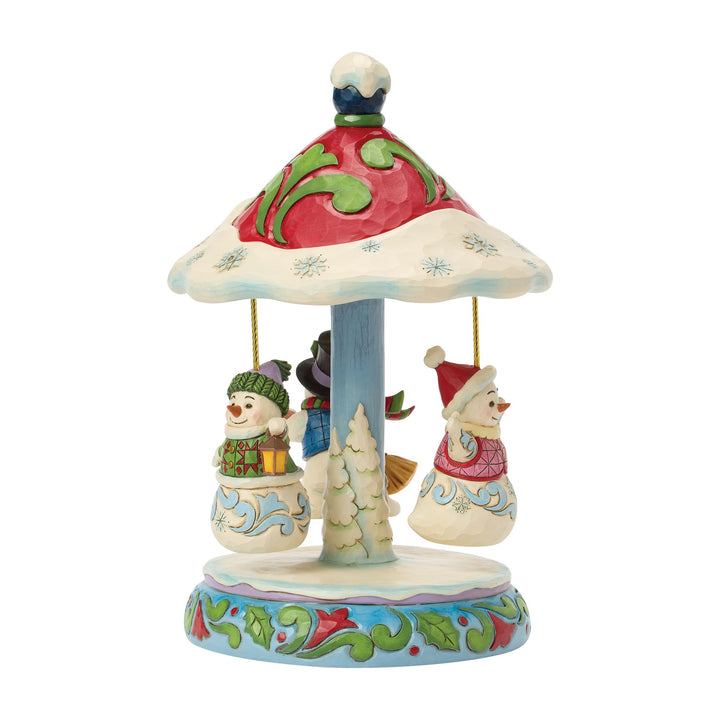 Rotating Snowman Carousel Musical Figurine - "Winter Dancers"