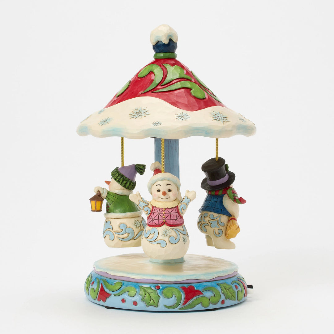 Rotating Snowman Carousel Musical Figurine - "Winter Dancers"