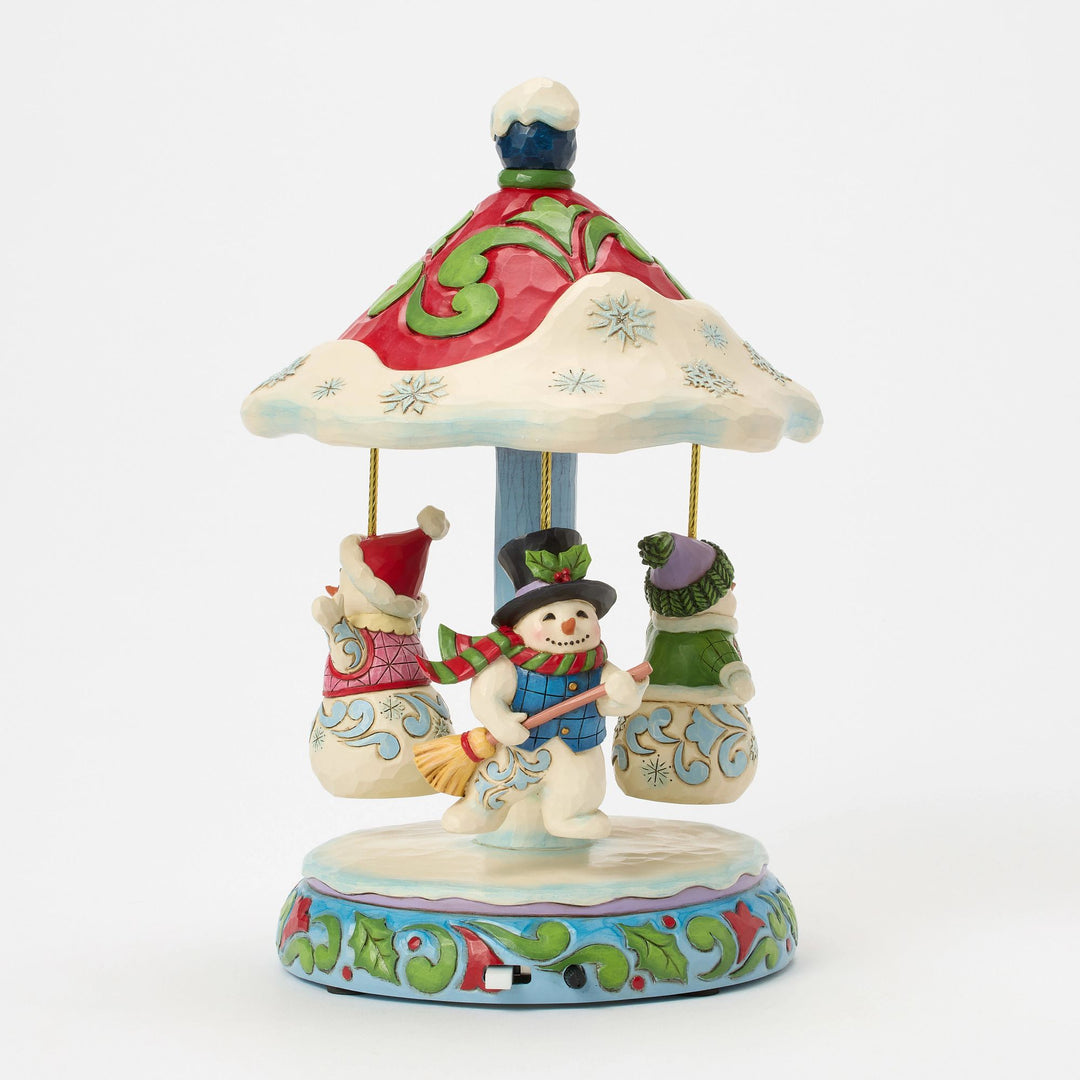 Rotating Snowman Carousel Musical Figurine - "Winter Dancers"