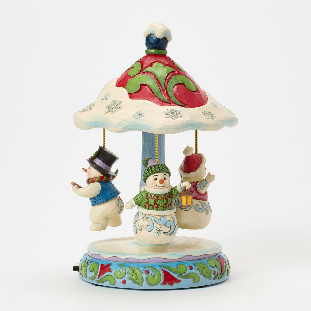 Rotating Snowman Carousel Musical Figurine - "Winter Dancers"