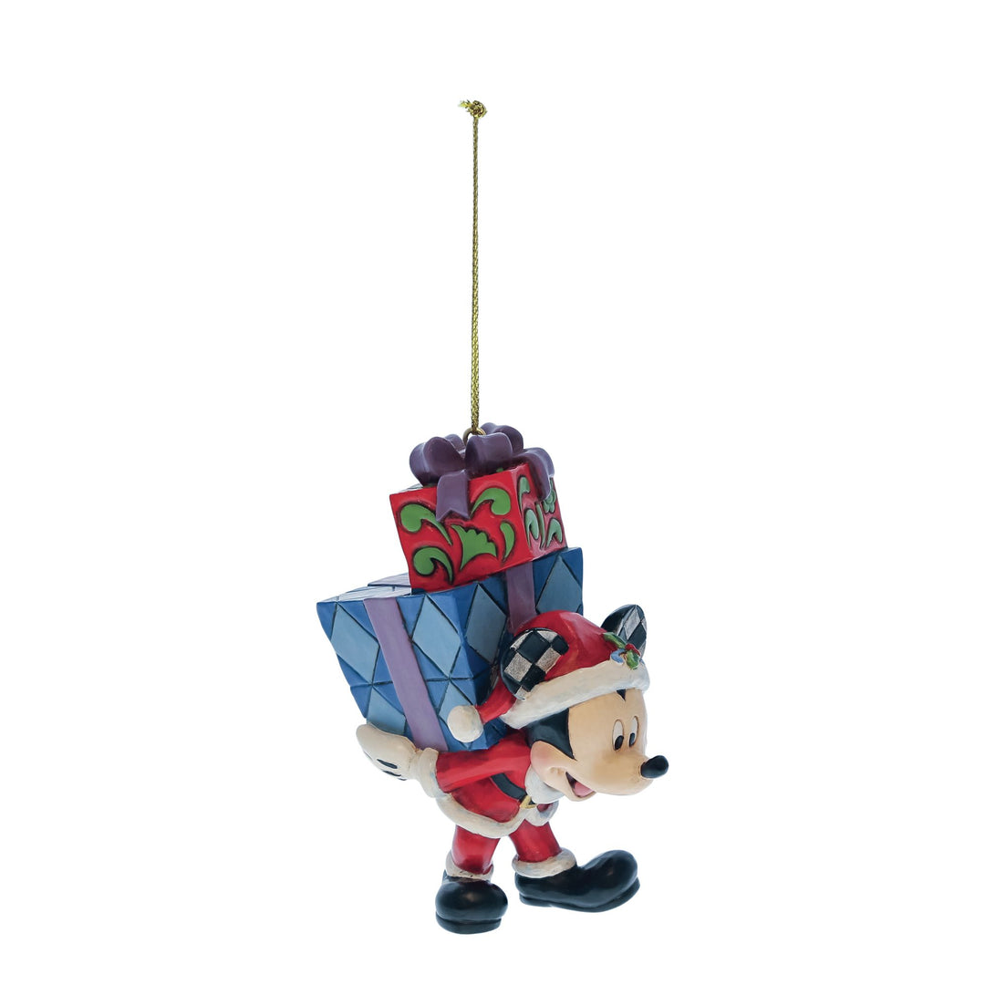 Mickey with Gifts on his Back Hanging Ornament - Disney Traditions by Jim Shore