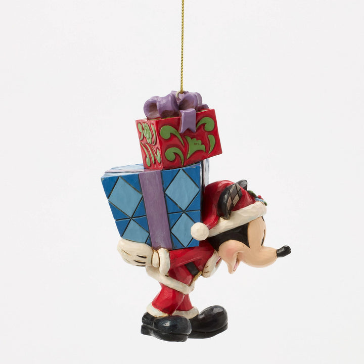 Mickey with Gifts on his Back Hanging Ornament - Disney Traditions by Jim Shore