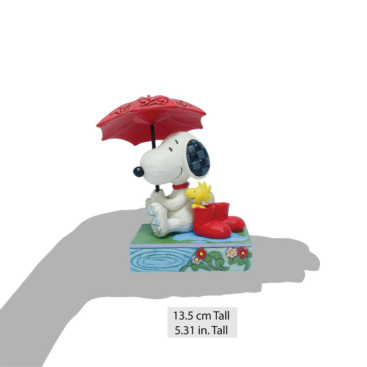 Snoopy and Woodstock under an Umbrella