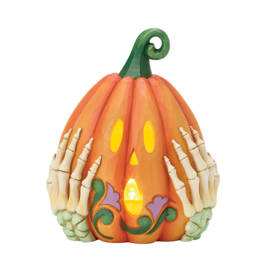 LED Jack-o-Lantern with Skeleton Hands