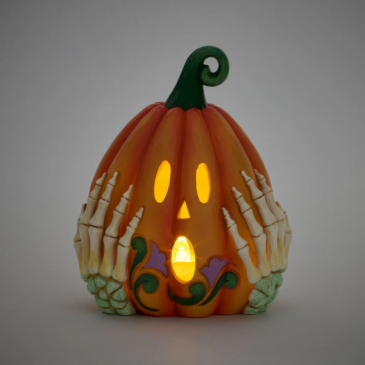 LED Jack-o-Lantern with Skeleton Hands