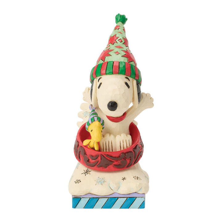 Snowy Shenanigans (Snoopy and Woodstock Dog Bowl Sled Figurine)