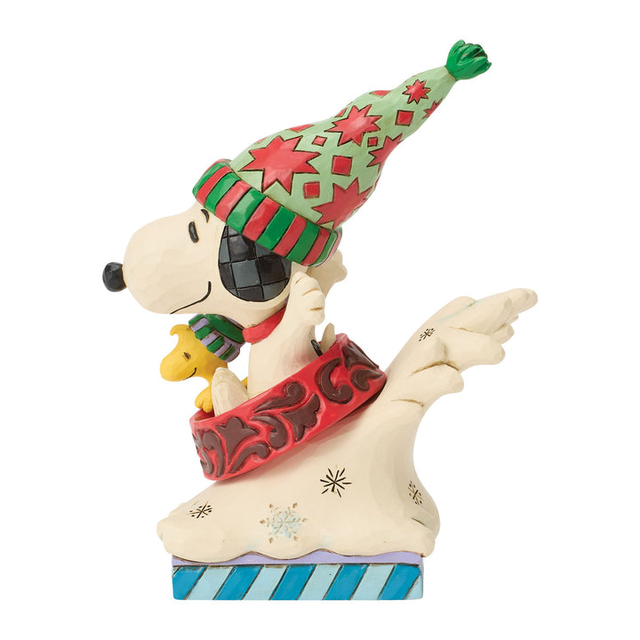 Snowy Shenanigans (Snoopy and Woodstock Dog Bowl Sled Figurine)