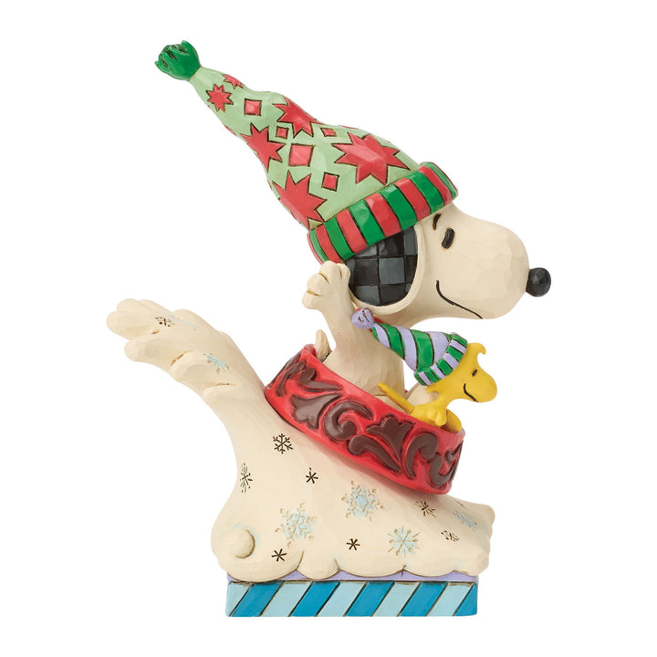Snowy Shenanigans (Snoopy and Woodstock Dog Bowl Sled Figurine)