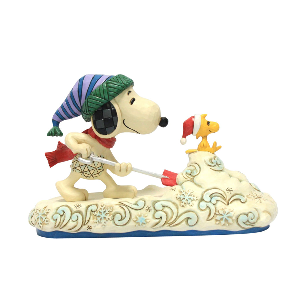 Clearing the Way for Christmas (Snoopy Shovelling Snow with Woodstock Figurine)
