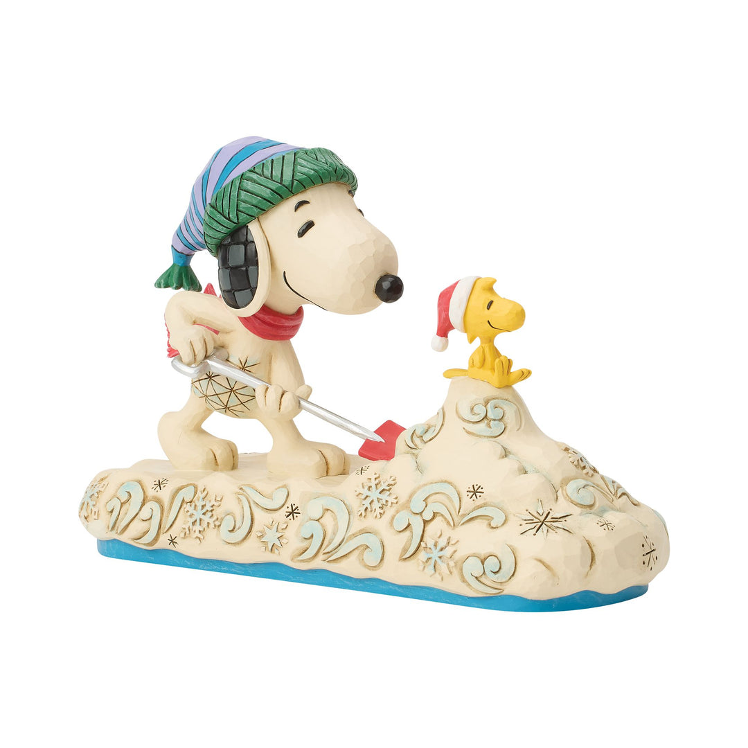 Clearing the Way for Christmas (Snoopy Shovelling Snow with Woodstock Figurine)