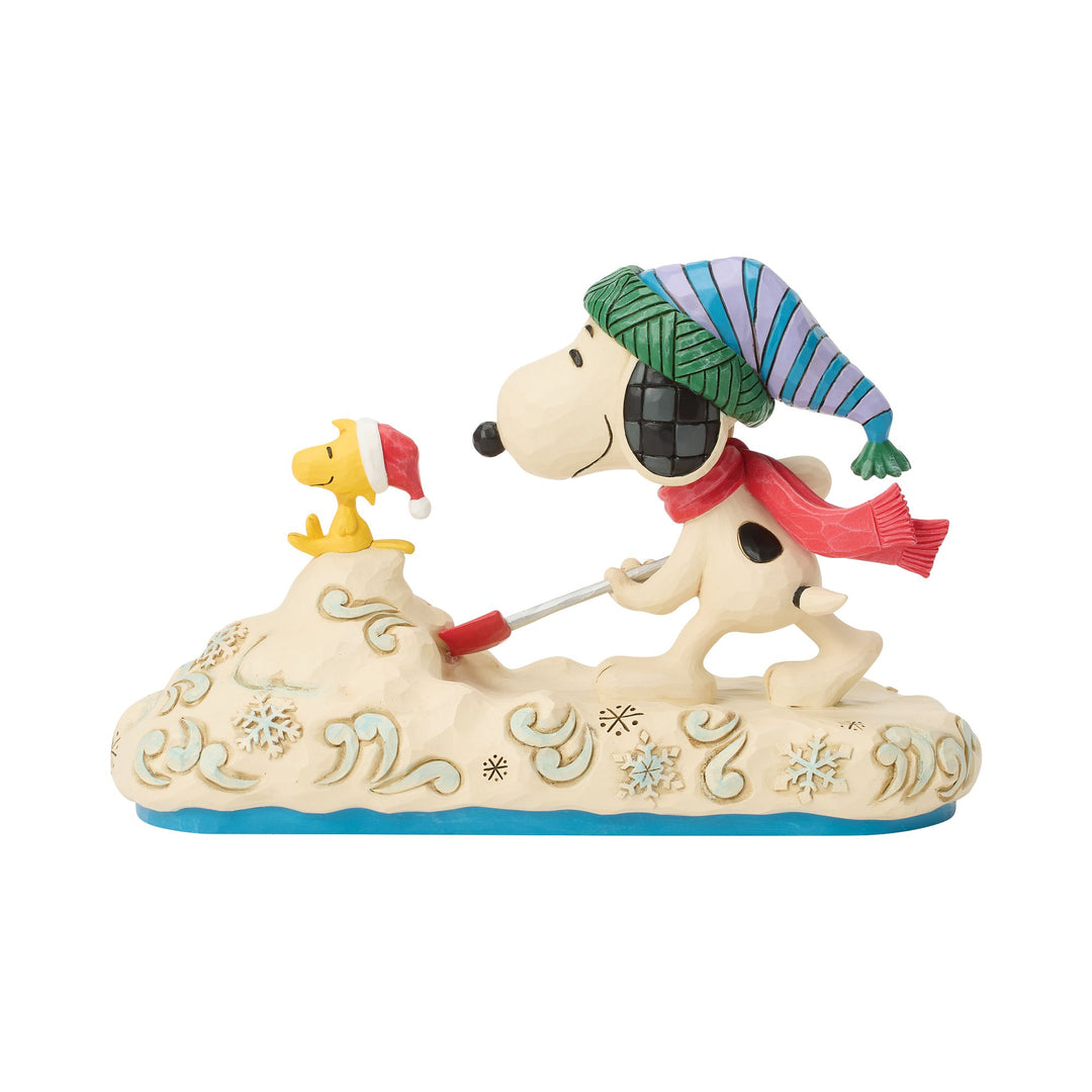 Clearing the Way for Christmas (Snoopy Shovelling Snow with Woodstock Figurine)